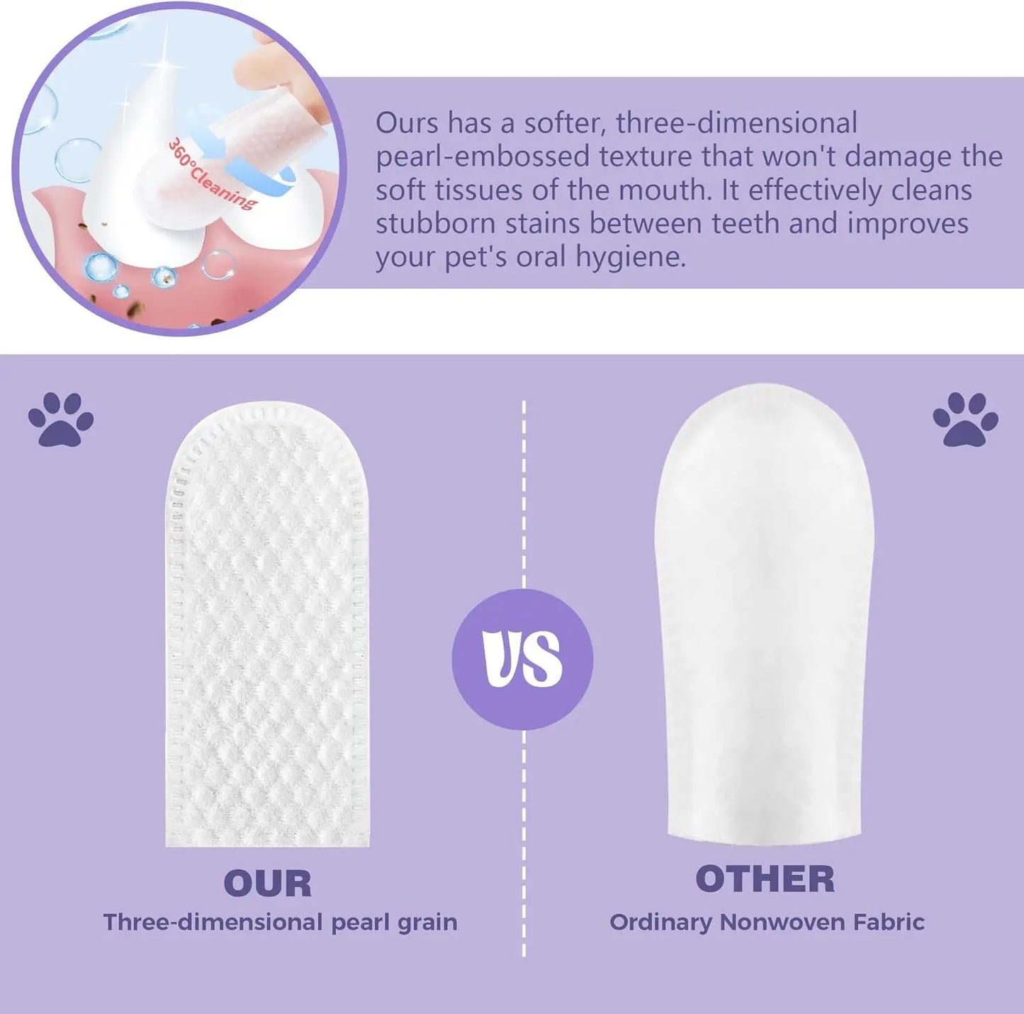 Teeth Cleaning Wipes for Dogs & Cats, Reduces Plaque & Freshens Breath Finger Wipes, Disposable Gentle Cleaning & Gum Care Pet W
